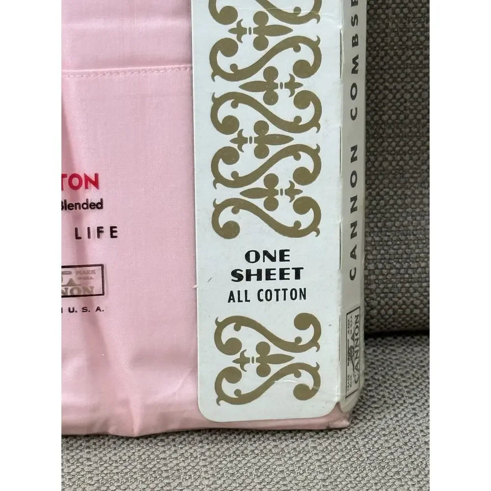 Vintage NOS Cannon Percale Twin Sheet Set Pink Pima Cotton Blend 4 Pc NIP